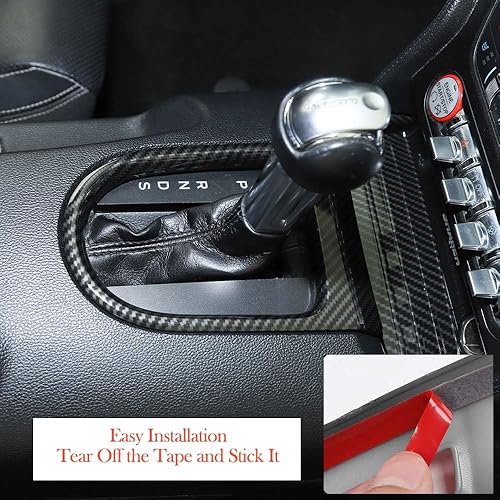 Miniatura 7 de JeCar for Mustang Carbon Fiber Interior Gear Shift Panel Cover Trim Fit for Ford Mustang 2015-2023