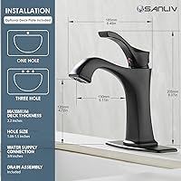 Vista 40 de Brushed Nickel Bathroom Faucet, Sanliv Single Handle Centerset Bathroom Sink Faucet with Pop-Up Drain & Deck Plate for 1 or 3-Hole (4 inch)