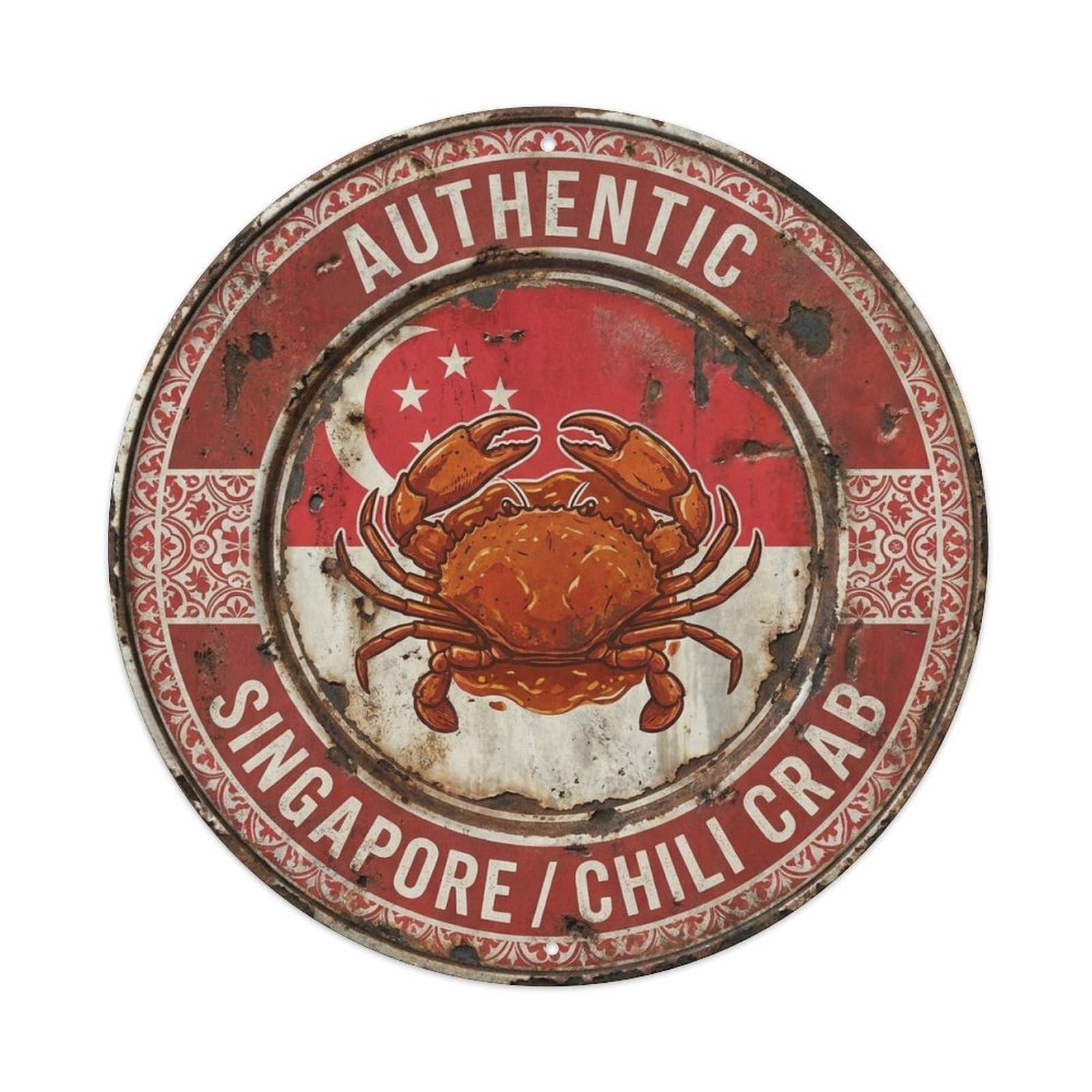 Singapore Travel Chili Crab Singaporean Seafood Cuisine Metal Tin Sign
