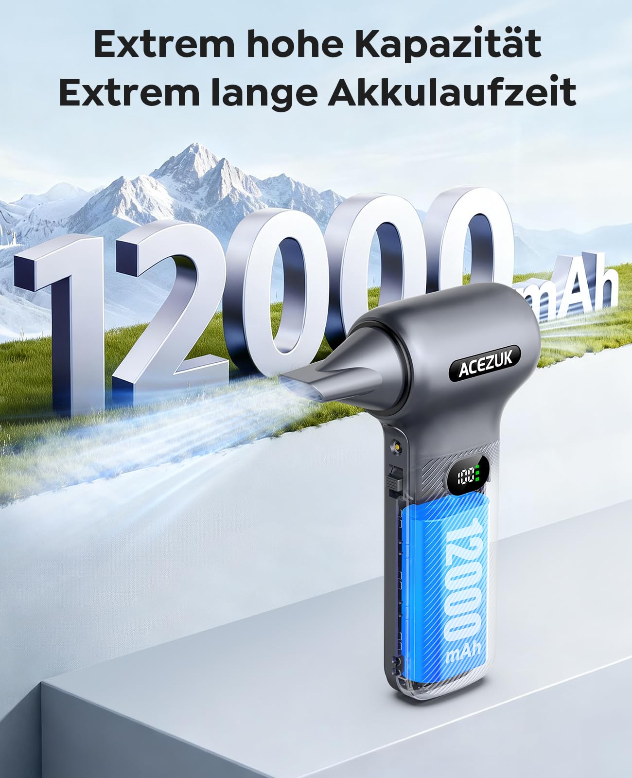 Elektrische Staubgebläse Druckluftspray 350000U/min für PC Reinigungsset,12000mah Compressed Air,100-stufig einstellbares Mini-Luftgebläse Tastatur Reinigung für PC, Elektronik, Sofa, Auto