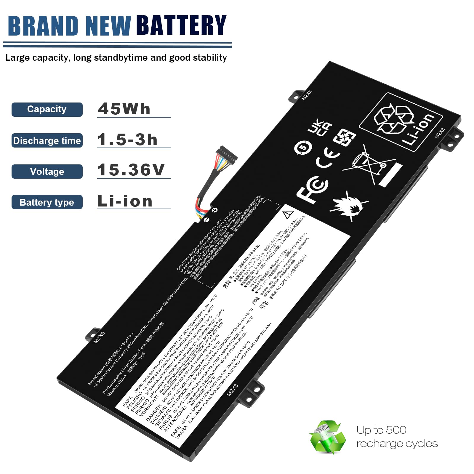 ASUNCELL 15.36V/45Wh L18C4PF3 Batteria del computer portatile per Lenovo Ideapad C340-14API C340-14IML C340-14IWL S540-14API S540-14IML S540-14IML Touch, L18C4PF3 L18M4PF4 L18M4PF3 L18C4PF4
