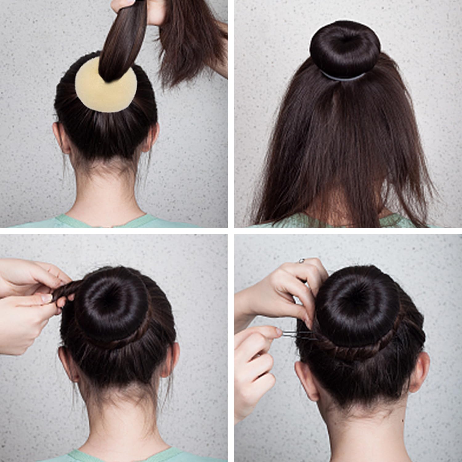 CORTNEY Donut Moño Kit, 6 Piezas Beige Donut Moño de Pelo, 30 Piezas de Horquillas Dorado en Forma de U, Accesorios de Peinado, para Mujeres Niñas, Bailarinas de Ballet para Hacer Moños