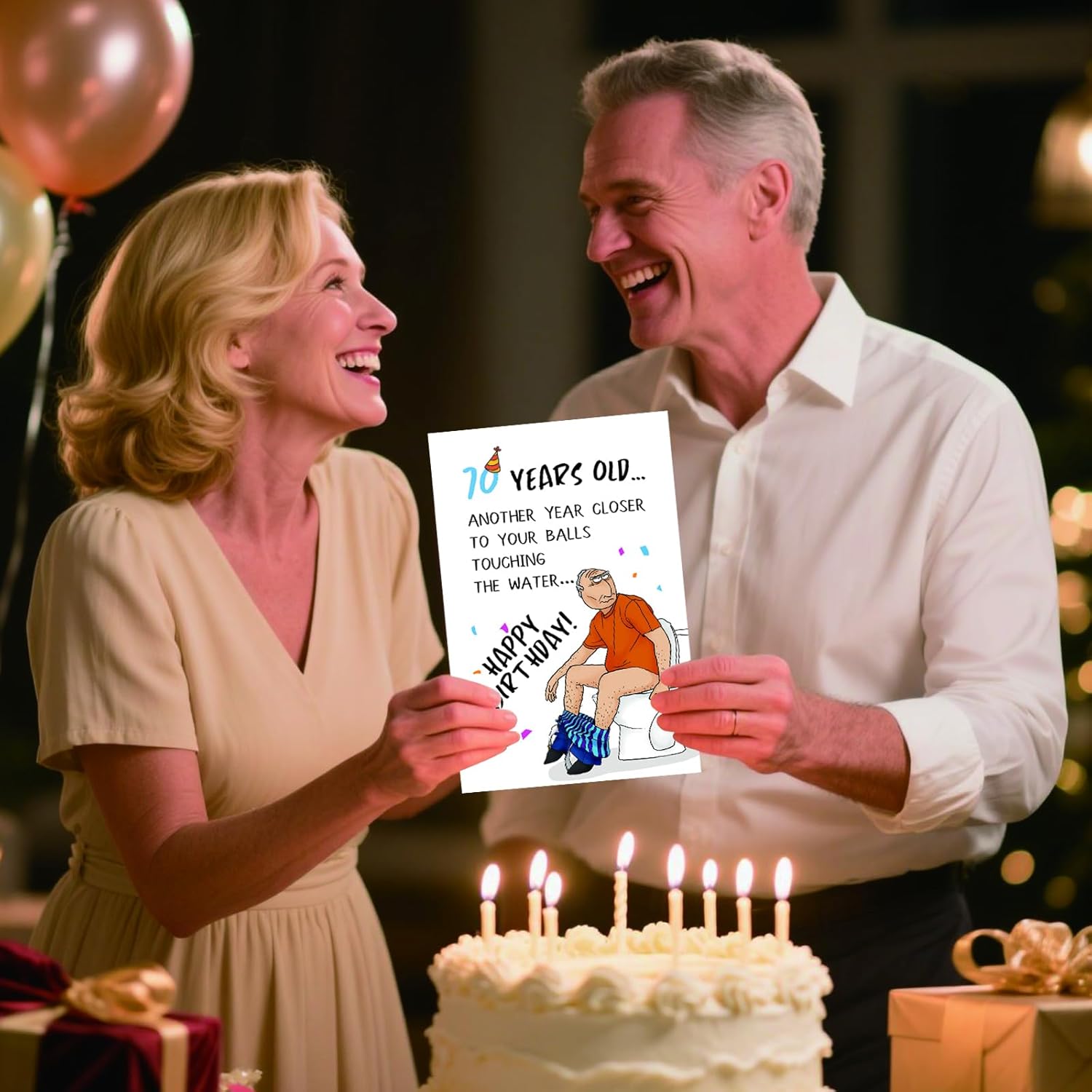 LYMEQING 70th Birthday Card for Men Him Friend, Funny Husband Birthday Card, B-Day Gift for Dad Grandpa Brother Boyfriend (Another Year Closer to Your Balls Touching the Water) - Image 6