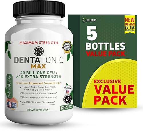 Suplemento probiótico Denta Tonic Max, 40 mil millones de UFC, 60 cápsulas, apoya la salud oral y digestiva (5)