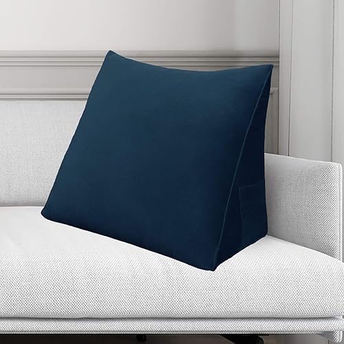 Miniatura 3 de Almohada triangular de cuña para lectura y reposo en cama, cojín de respaldo lumbar para sentarse en la cama, sofá o silla, terciopelo 24 x 8 x 20
