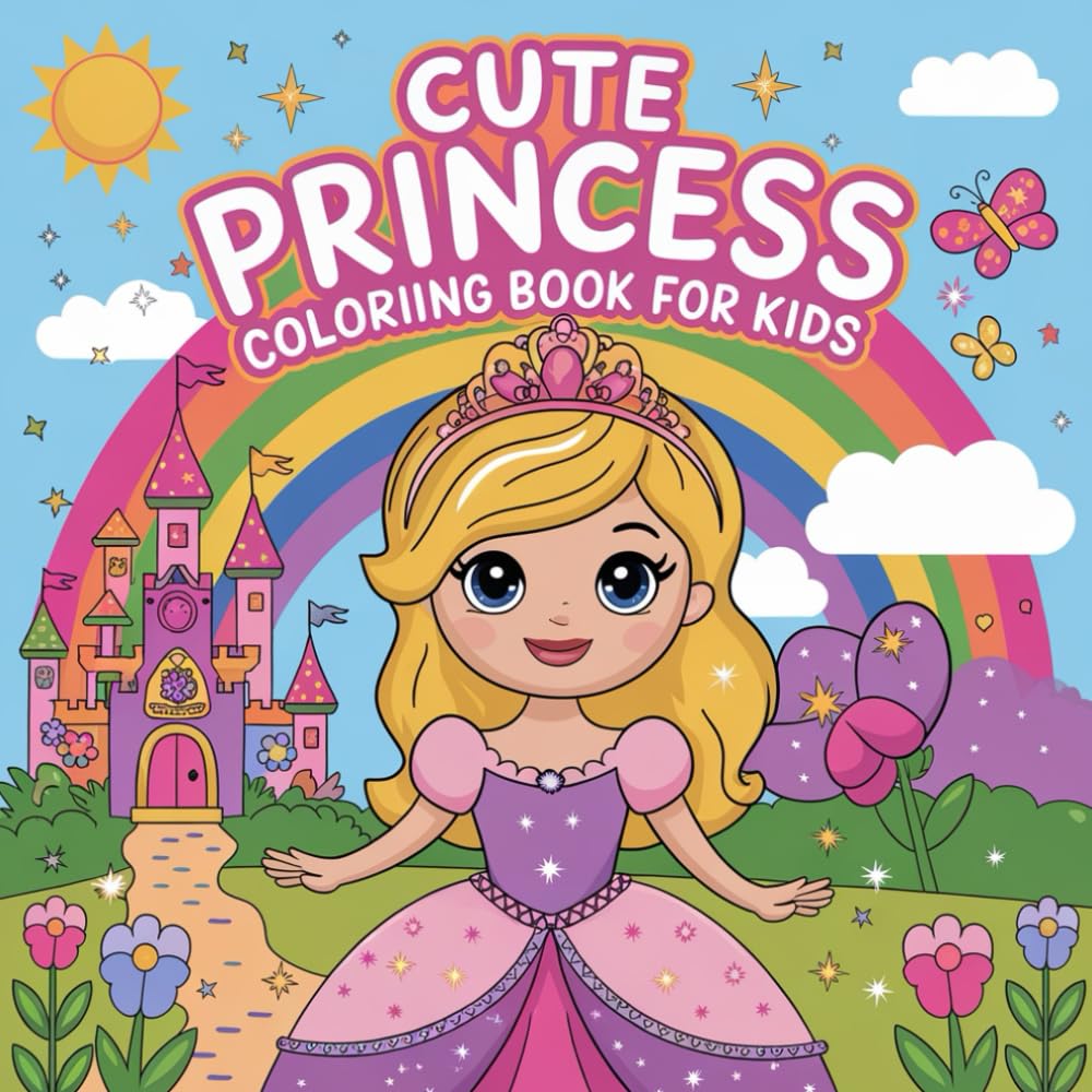 Easy Princess Coloring Book for Girl Ages 4–8: Cute and Simple Princess Coloring Pages with Big Shapes for Fun, Creativity, and Relaxation
