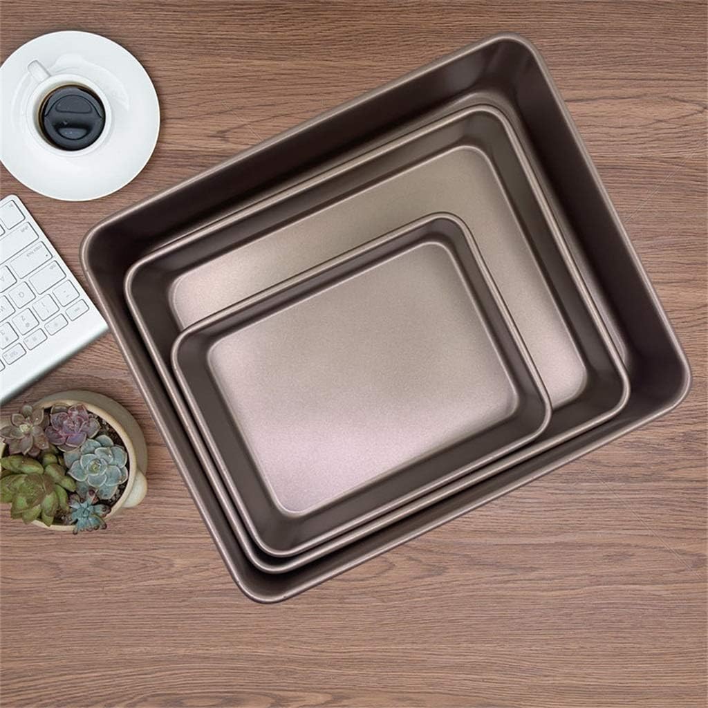 Bakeware, Carbon Steel Three-piece Oven Bread Cake Baking Dish Baking Not Sticky Easy To Clean (Color : Gold)