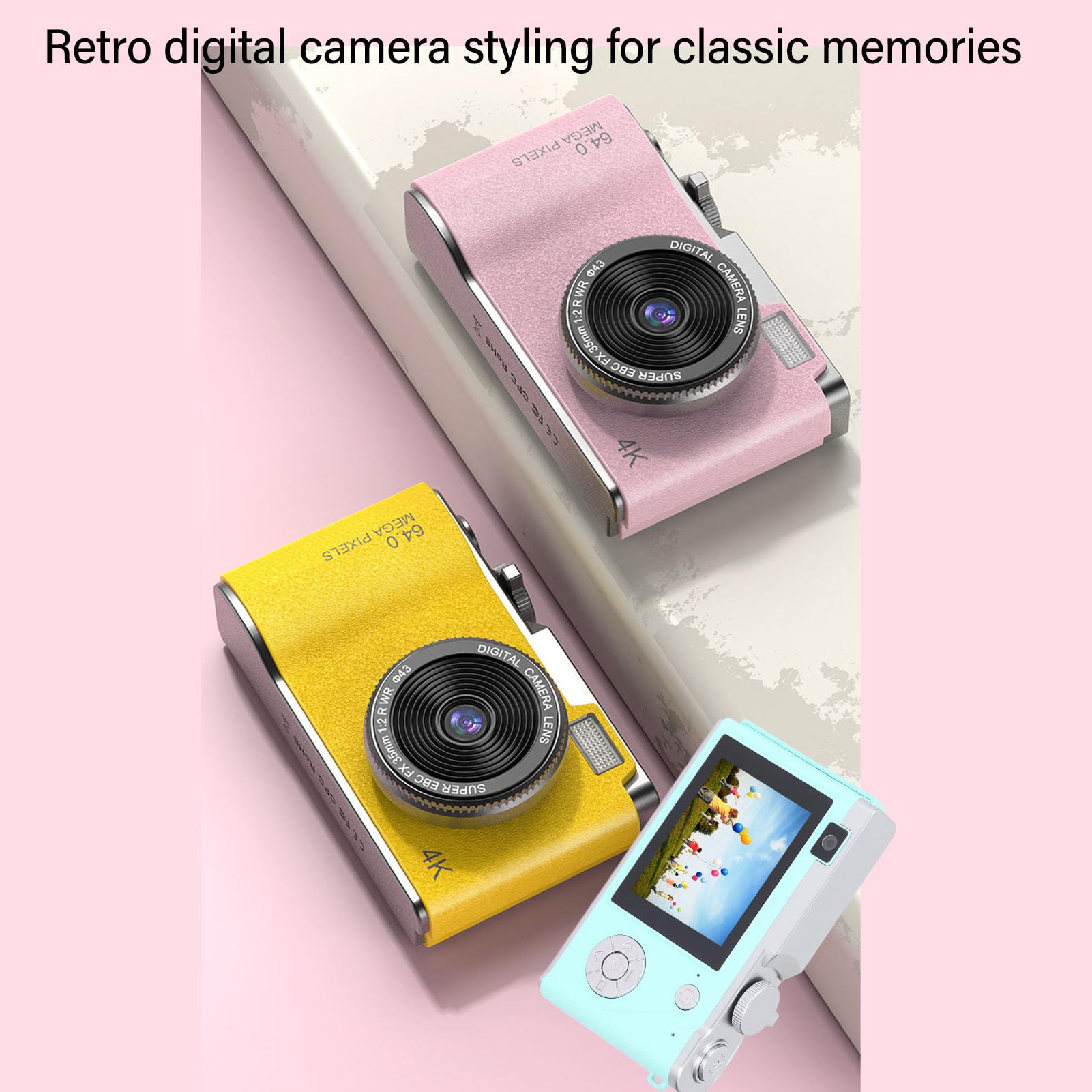 Appareil Photo Numérique Rétro 1080P, Appareil Photo Numérique Point and Shoot 48MP Vintage, Caméra Selfie FHD - Écran HD 2,4 Pouces, Zoom Numérique 16X, Double Objectif