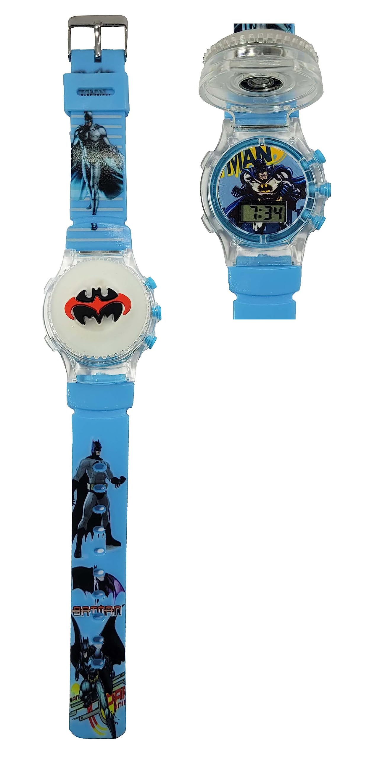 Dreamy Soft Rubber Silicone Light with Spinner Cartoon Cap Cover Digital Kids Watch Non Breakable Wrist Watch - Pack of 1 Watch (Btmn Turquoise) (B0C7CT759J) Amazon Price History, Amazon Price Tracker