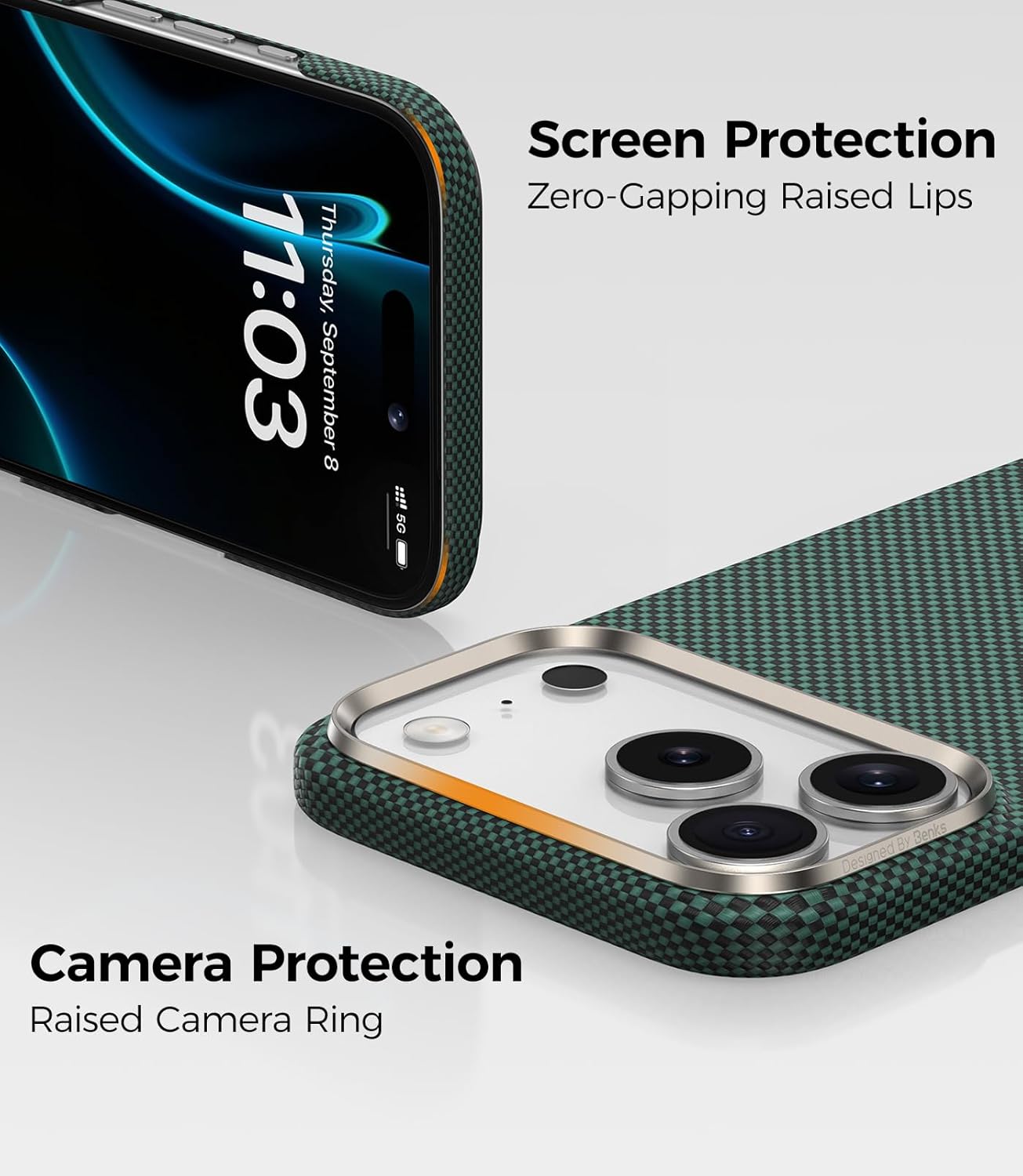 BENKS for iPhone 17 Pro Max Case, Compatible with Magsafe, ArmorTint ArmorAir Ultra Slim & Lightweight Minimalist Case Built with Dupont Kevlar 1000D Aramid Fiber, PolarLight Green - Image 2