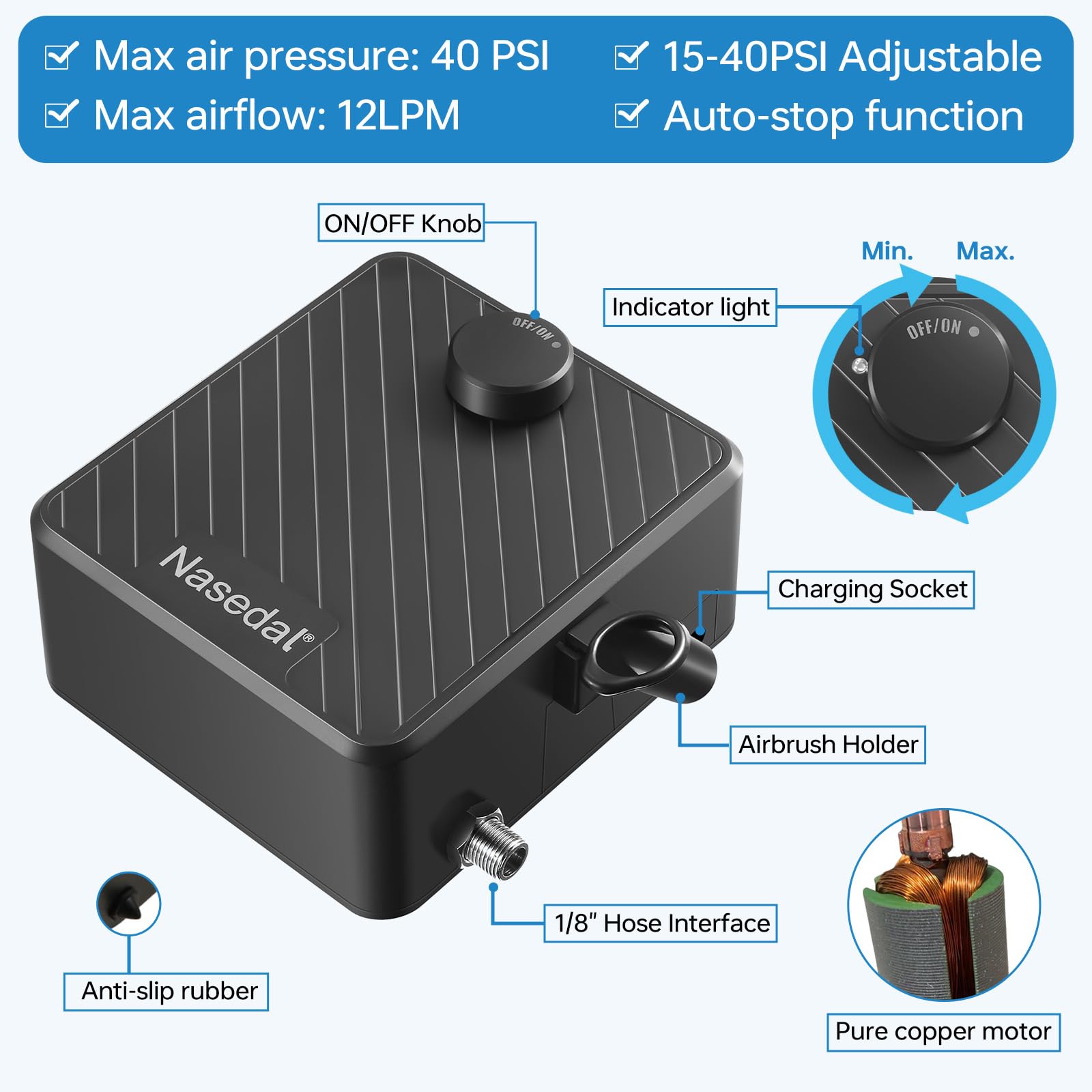Zestaw do aerografu 40 psi auto-stop kompresor powietrza Dual Action Air Brush Model do malowania dla Auto Nail Makijaż Dekoracja ciasta Rysunek Rzemiosło Tatuaż