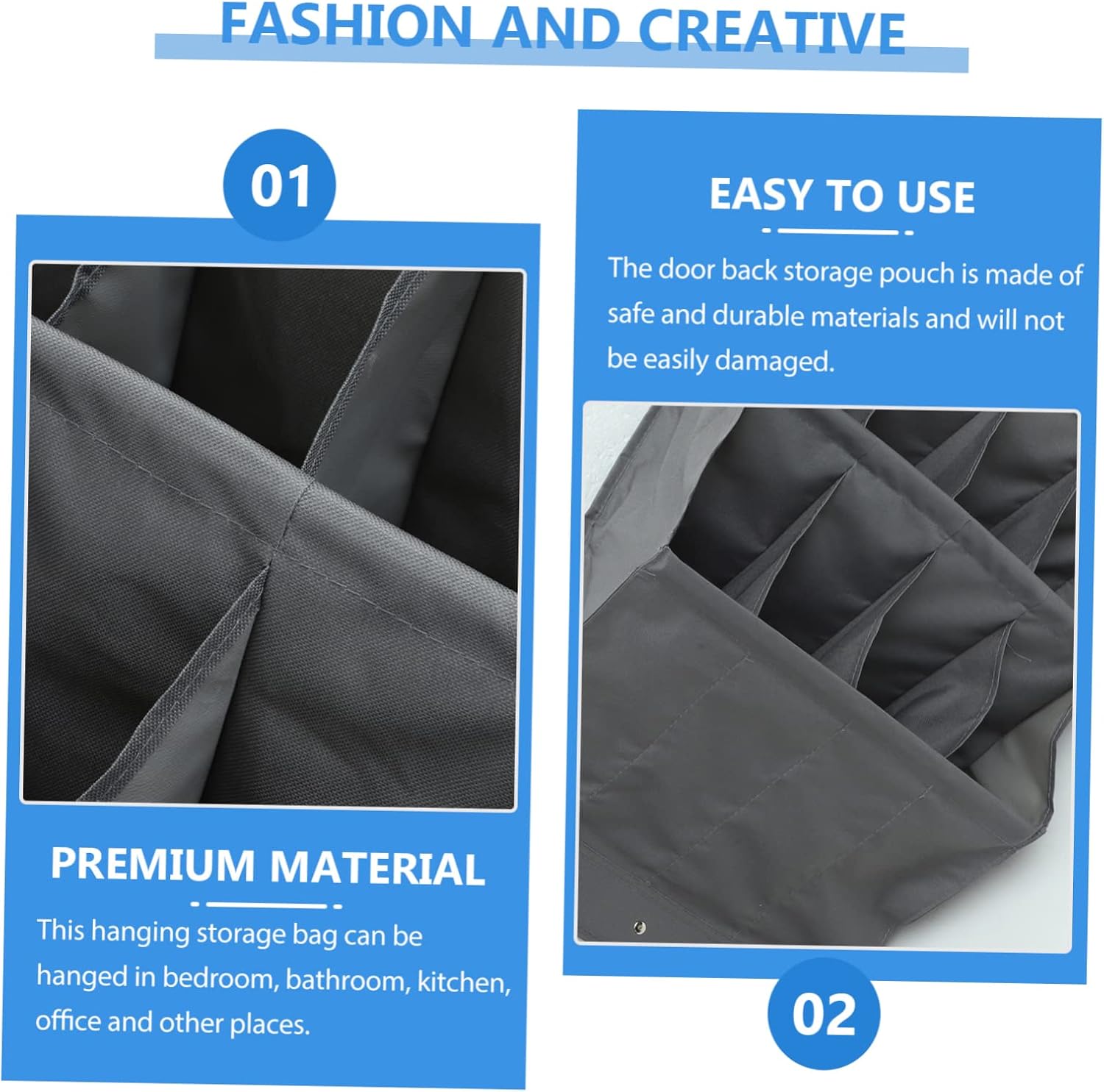 Multi-layer Hanging Shoe Organizer with 12 Pockets Gray Oxford Cloth