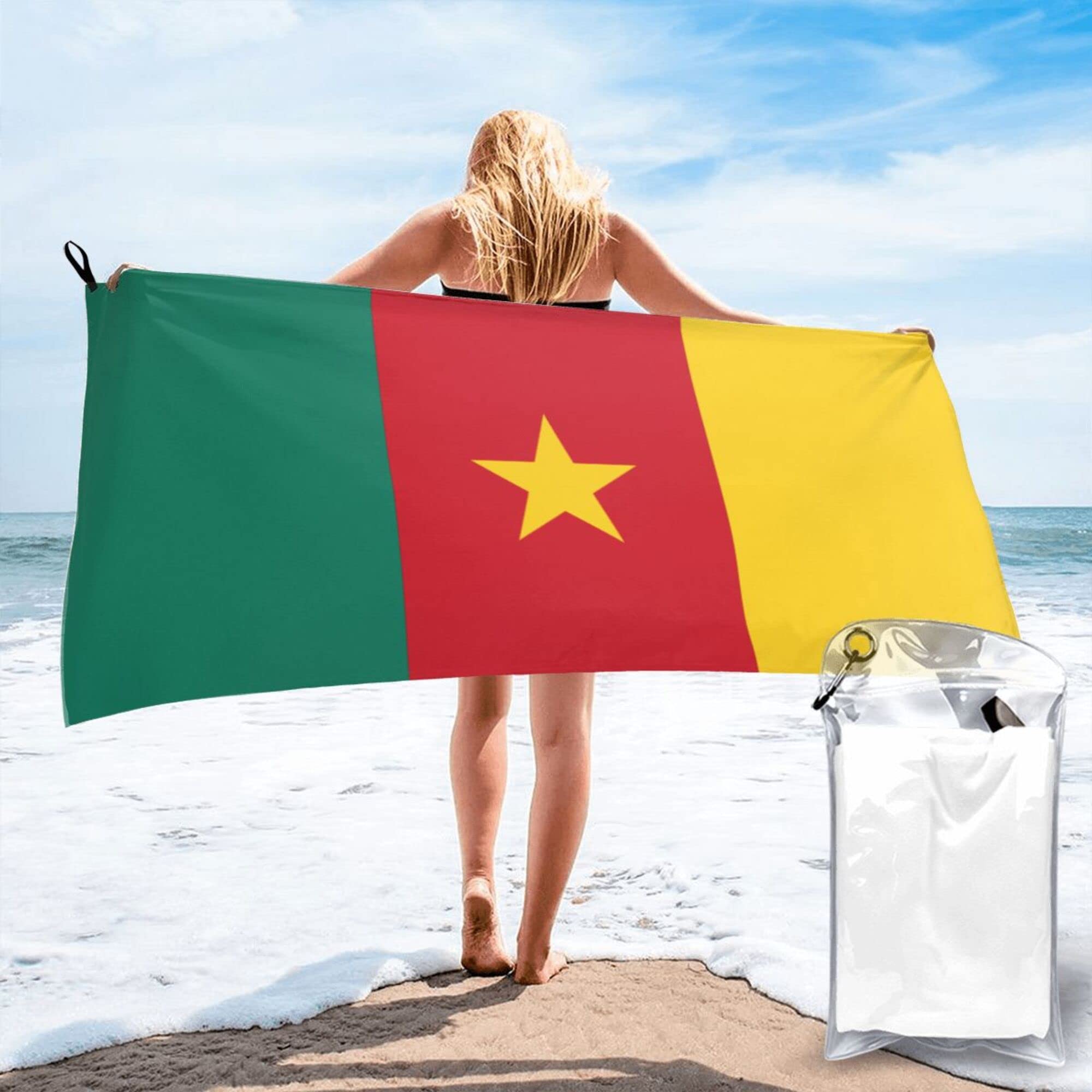 Lsjuee Flag of Cameroon Microfiber Beach Towel-Quick Dry Oversized Towels Blanket for Travel Pool Camping