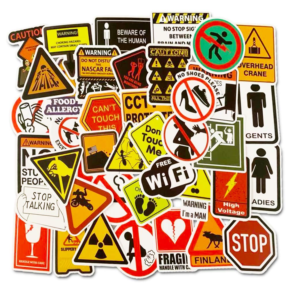 Buy 50pcs Waterproof Vinyl Warning Sign Stickers for Laptop Water