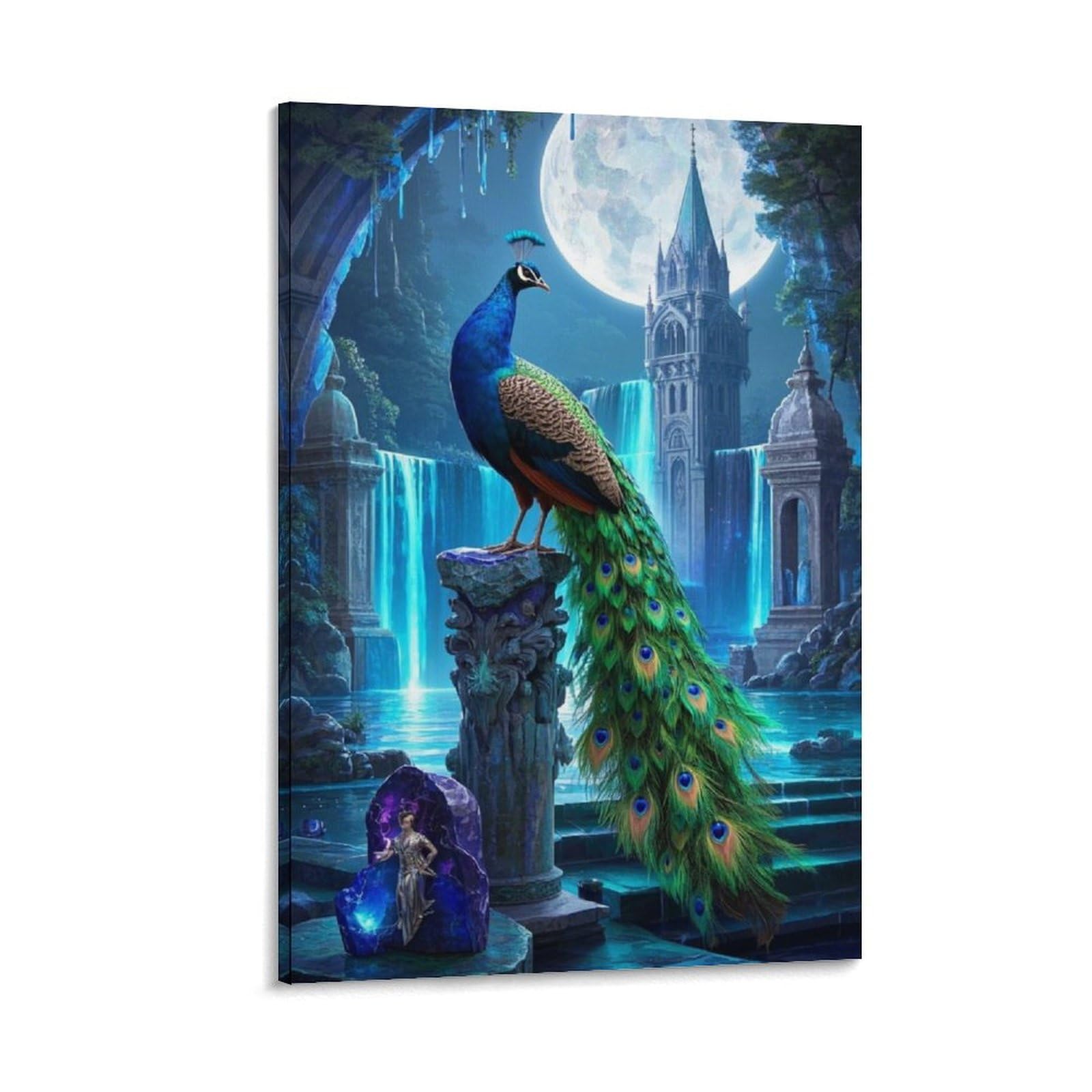 ESPLJQRYX Peacock Wall Decor Poster Canvas Prints Picture Modern Wall Art Picture Wall Hanging for Living Room Home Decorations 08x12inch(20x30cm)