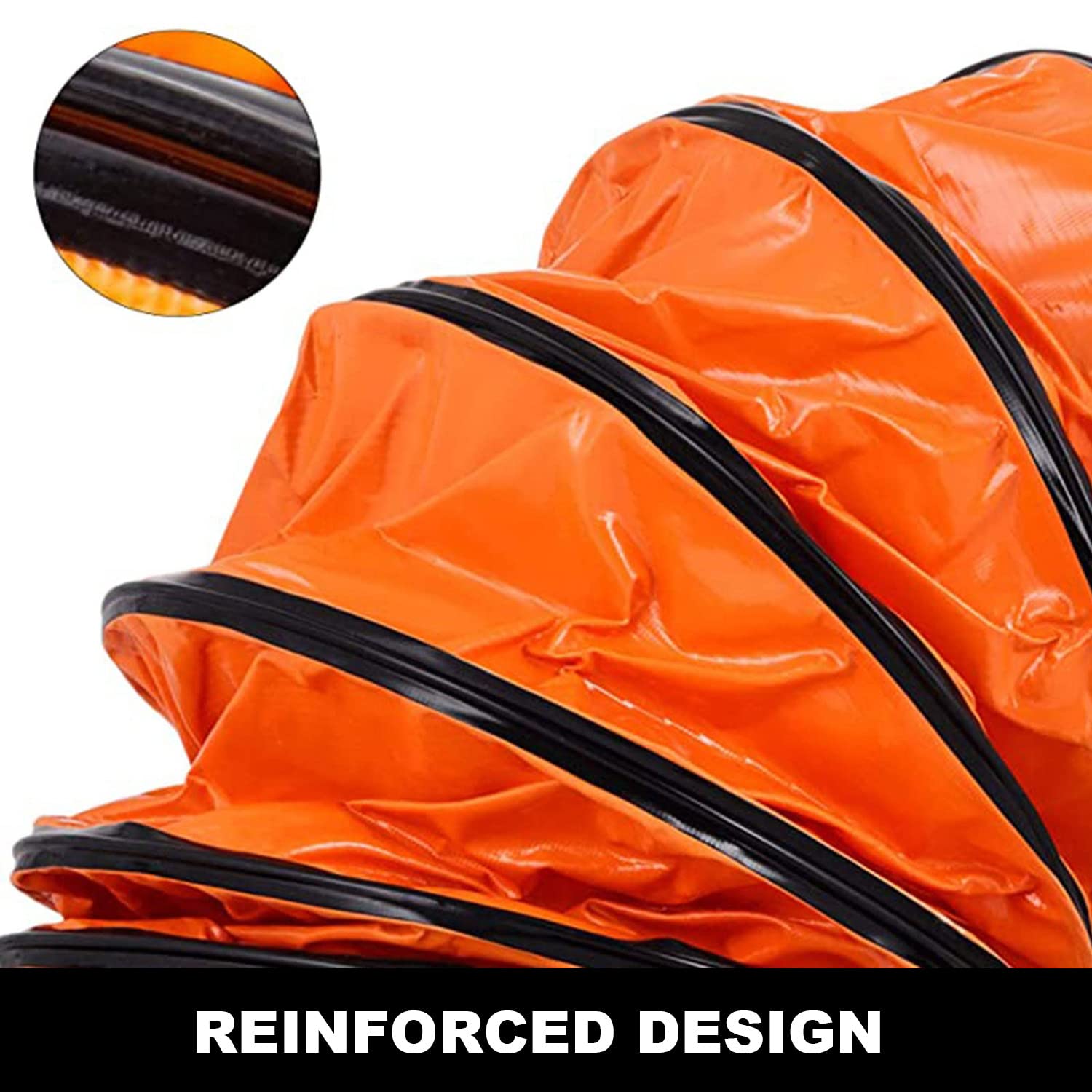 Manguera de conducto, conducto flexible de PVC, conducto flexible, aislante, ignífugo, con cuerda ajustable y anillo en D, para ventilador, ventilador de 10 a 45 cm