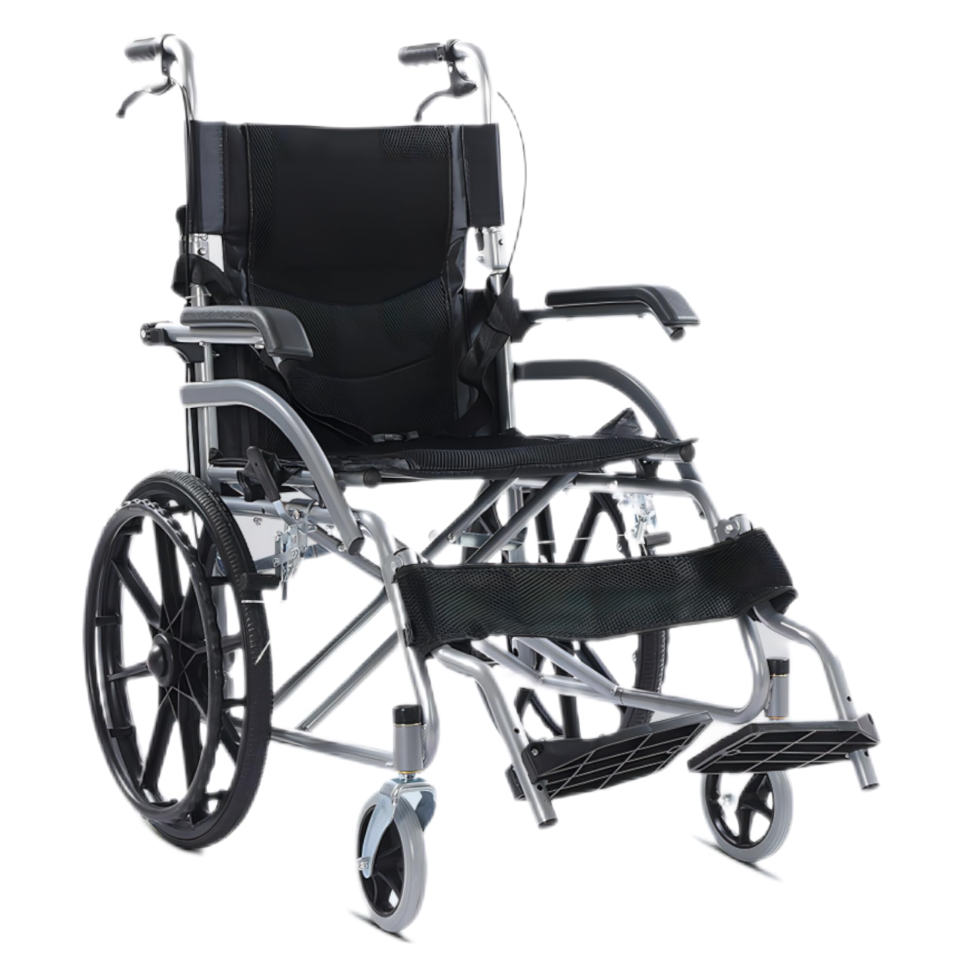 Wheelchairs for Adults - 20“ Wheels - Can be implemented by oneself - Lightweight Foldable - Elderly Wheelchair-Small Wheel Travers for The Disabled - Multifunctional Nursing Wheelchair-Black