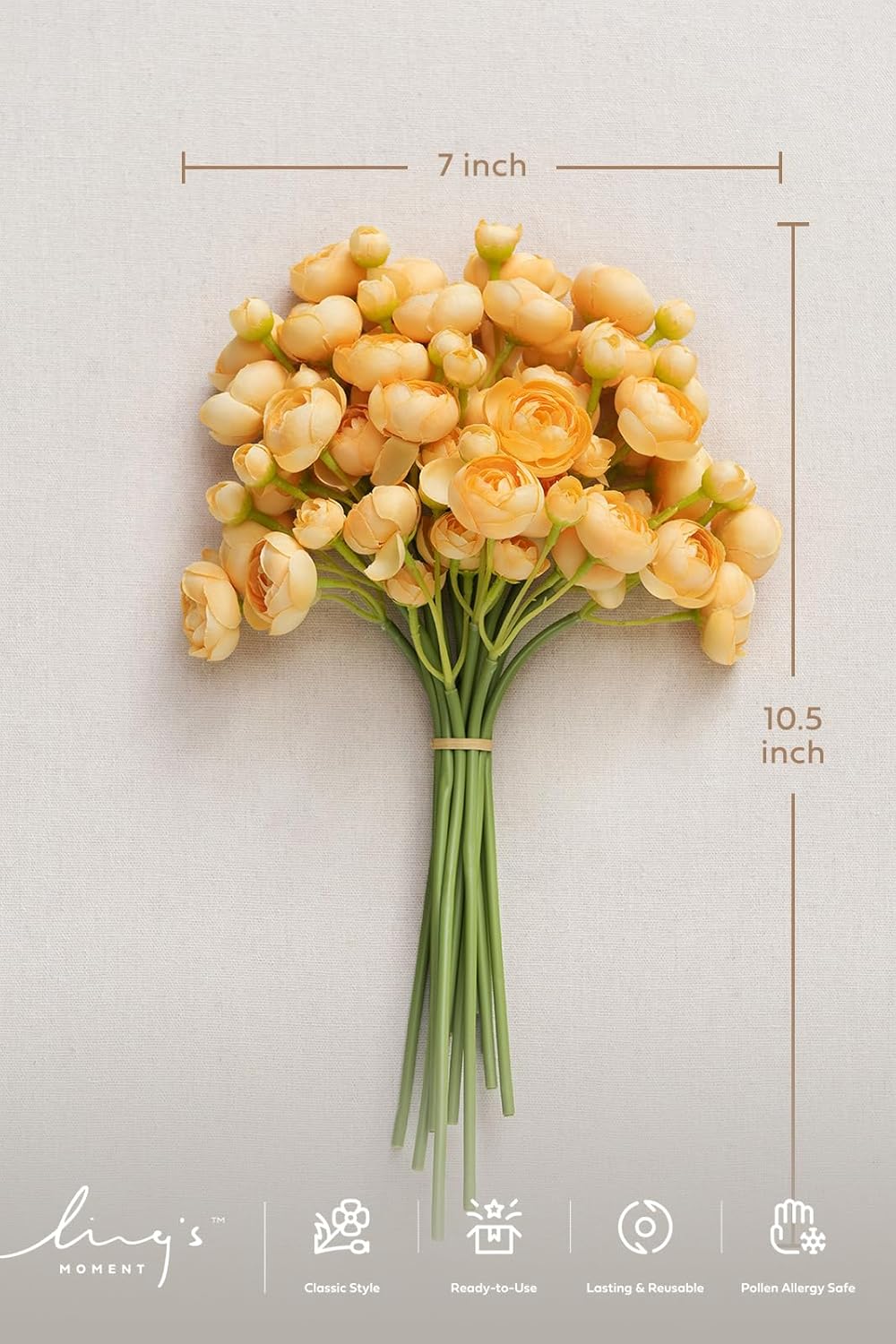 Ling's moment Ranunculus Artificial Flower, Faux Silk Mini Ranunculus Flowers for DIY Bouquet, Bulk Fake Wedding Filler Flowers for Centerpieces Arrangements Bridal Shower Decorations, French Yellow - Image 4