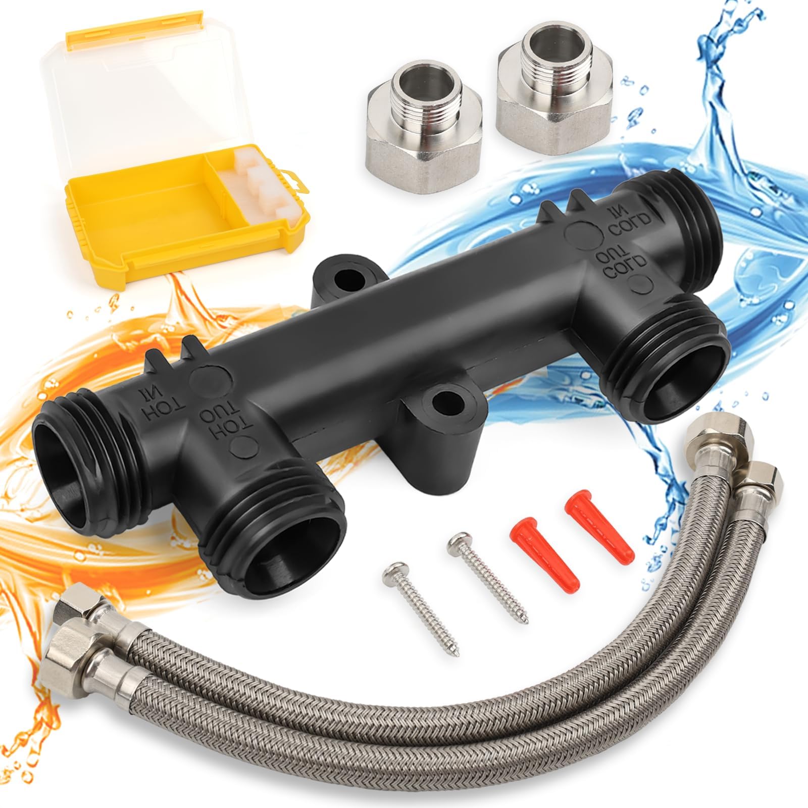 Sensor Valve Kit for Hot Water Recirculating Pump, Compatible with 500800, 500805, Instant Hot Water Recirculation System Includes 2 12-Inch Stainless Steel Pipes (OEM WP596816)