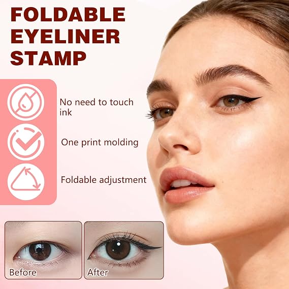 2pcs Winged Eyeliner Stamp Pen, Dual Head Rotating Eyeliner Stamp Pen, Quick-Dry, Long-Lasting, Smudge Proof & Waterpoof Liquid Eyeliners Stamp for Beginners (Brown)