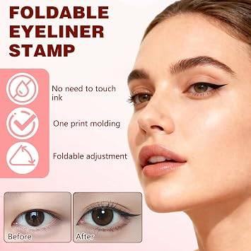 2pcs Winged Eyeliner Stamp Pen, Dual Head Rotating Eyeliner Stamp Pen, Quick-Dry, Long-Lasting, Smudge Proof & Waterpoof Liquid Eyeliners Stamp for Beginners (Brown)