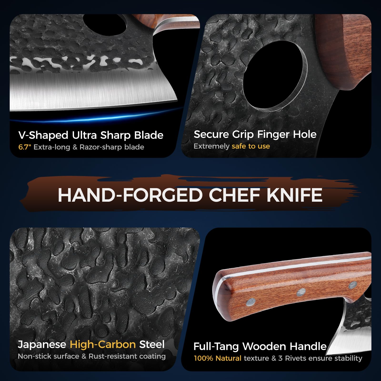 Serbian Chef Knife, Hand Forged 6.7” Heavy Duty Meat Cleaver — Amazon image 5