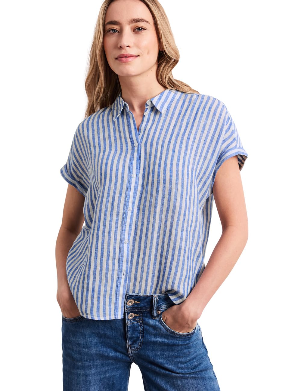Street One 3412463 Chemisier en Lin rayé Femme (Lot de 1)
