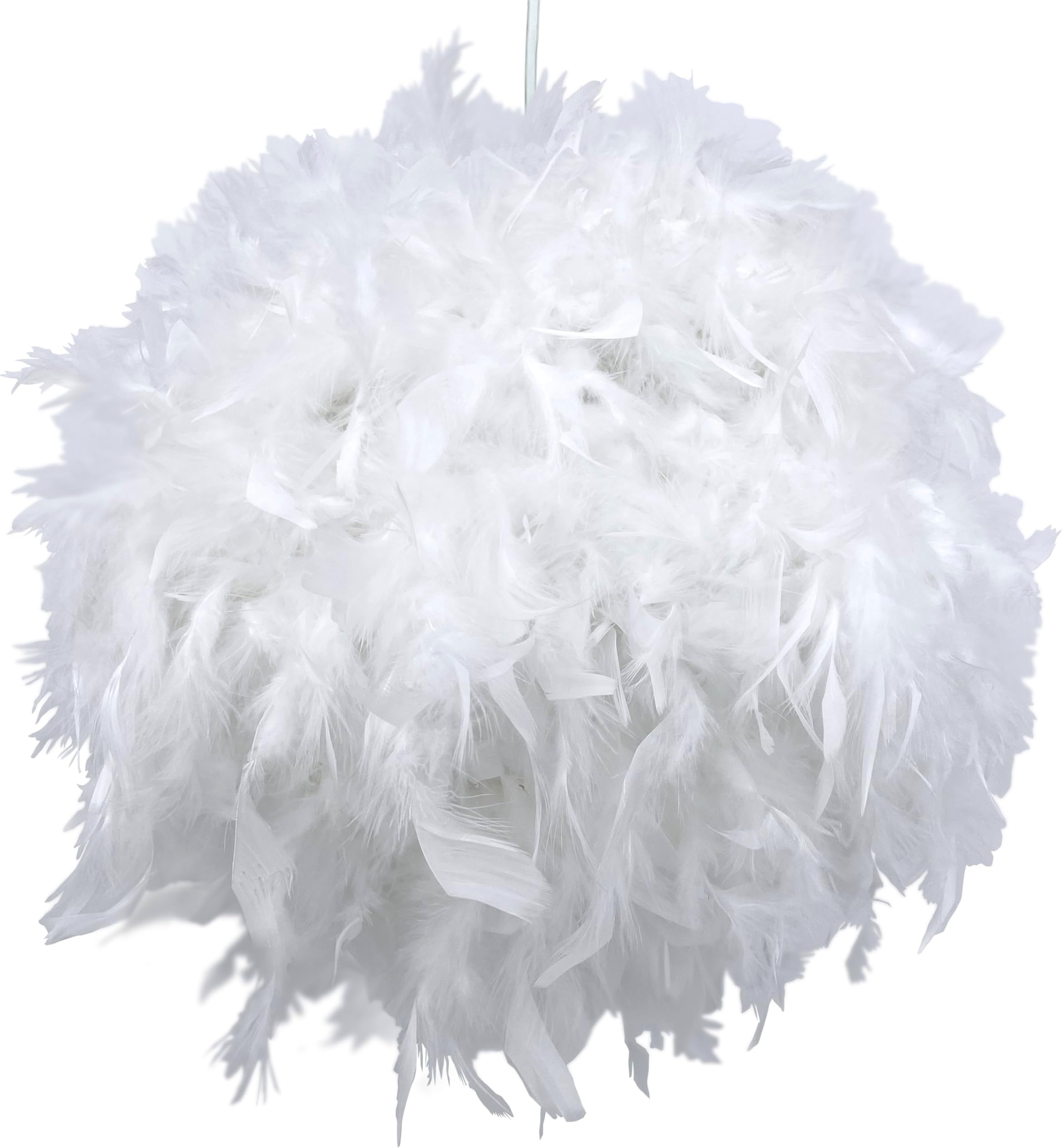 ESSENCE Lights, Fluffy Feather Lampshade 40cm White, Feather Light Shade Ceiling, Pendant, Table and Floor lamp, Suitable for Living Room, Decoration Bedroom, Party and Wedding Decoration