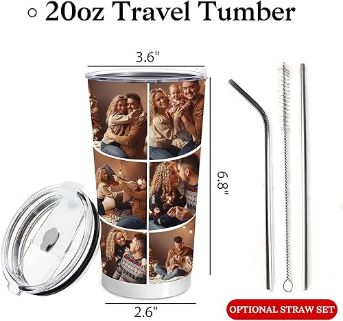 Miniatura 2 de Vaso personalizado con imágenes, texto, tazas de café de acero inoxidable de 20 onzas, tazas personalizadas para papá, mamá, amigo, regalo