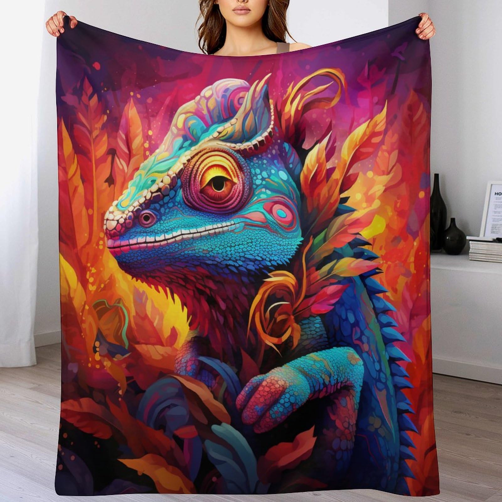 Couverture caméléon 3D en polaire de flannel de lit 150x200cm