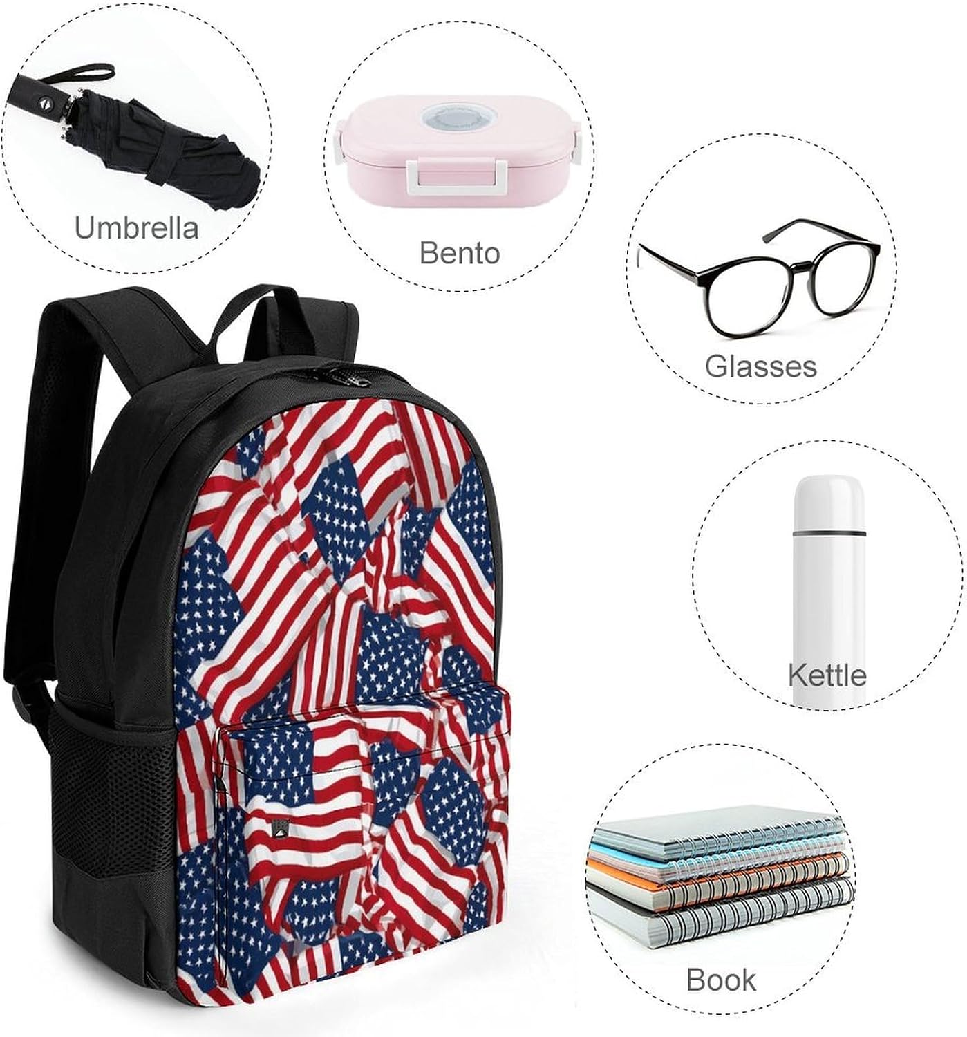 U.S. Flags Backpack Lightweight Backpacks Work Bag