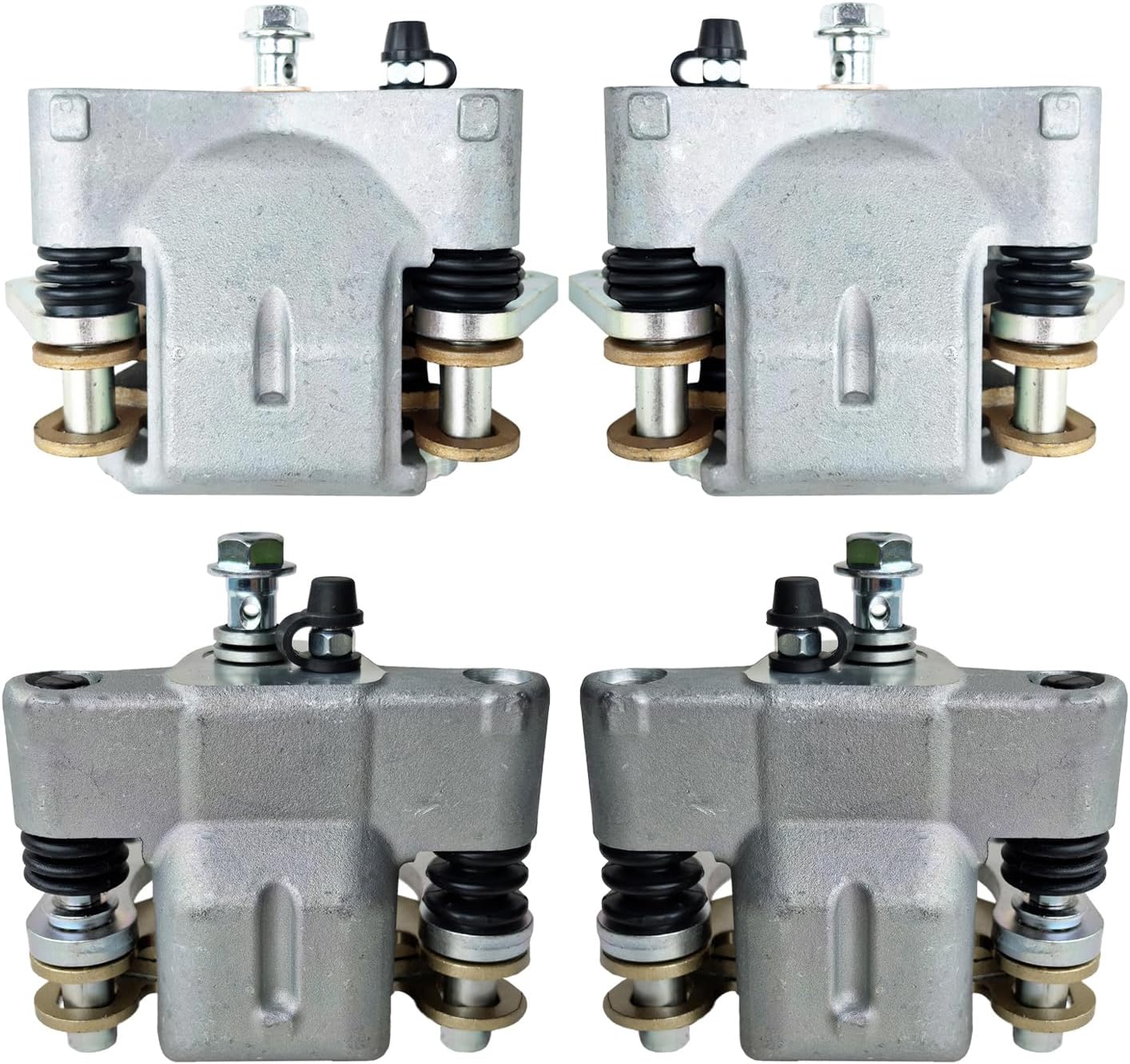 Front & Rear Left Right Brake Calipers Set with Pads Compatible with Polaris Side by Side RZR 800 2008-2014 RZR S 800 2009-2014 OE # 1911529 1911530 1911544 1911545