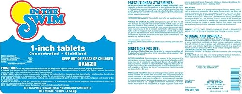 Miniatura 7 de In The Swim Tabletas de cloro estabilizadas de 1 pulgada para desinfectar piscinas, disolución rápida, 90% de cloro disponible, Tri-Chlor, 50 libras