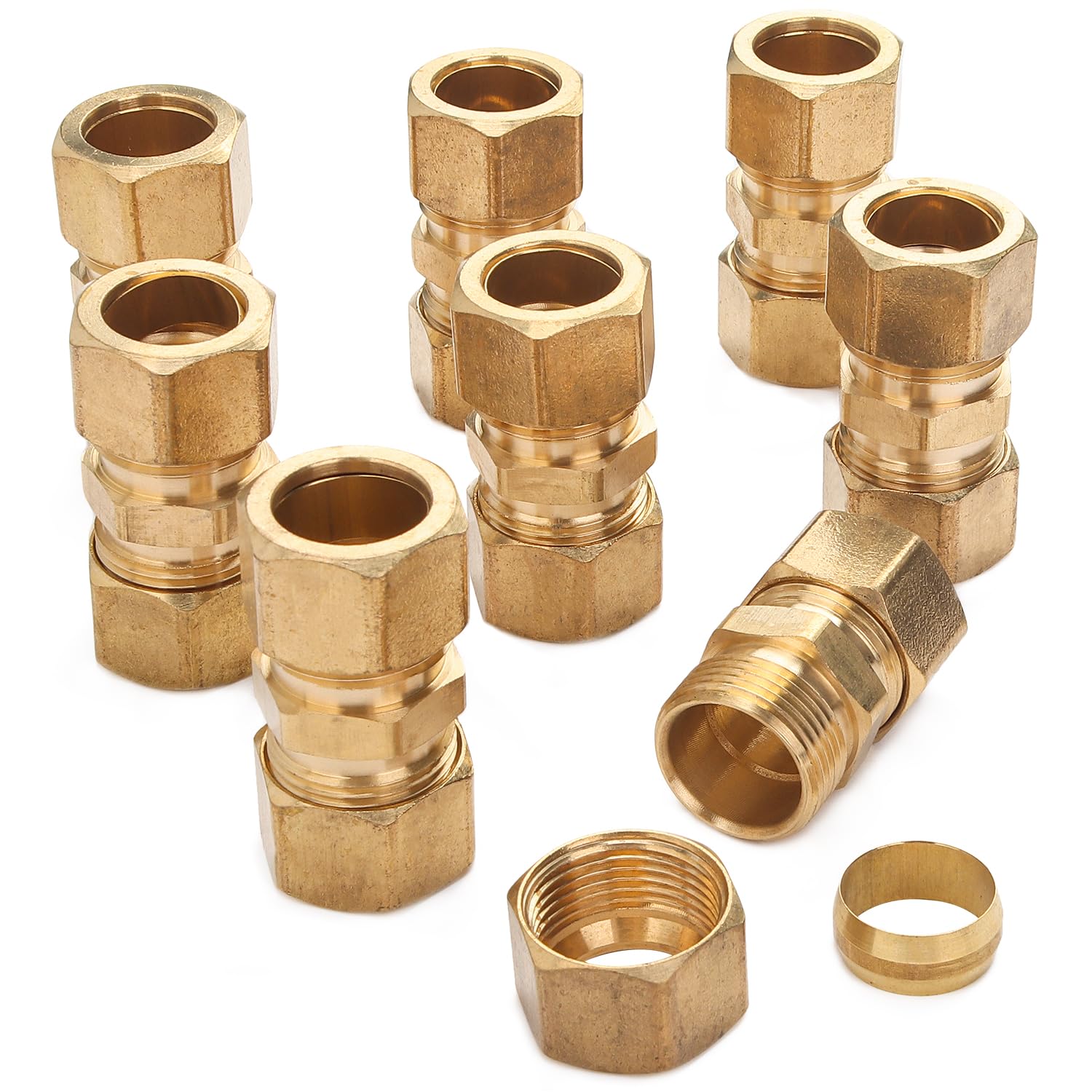 LTWFITTING Raccordo a compressione OD da 5/8 pollici, raccordo a compressione in ottone (confezione da 20)