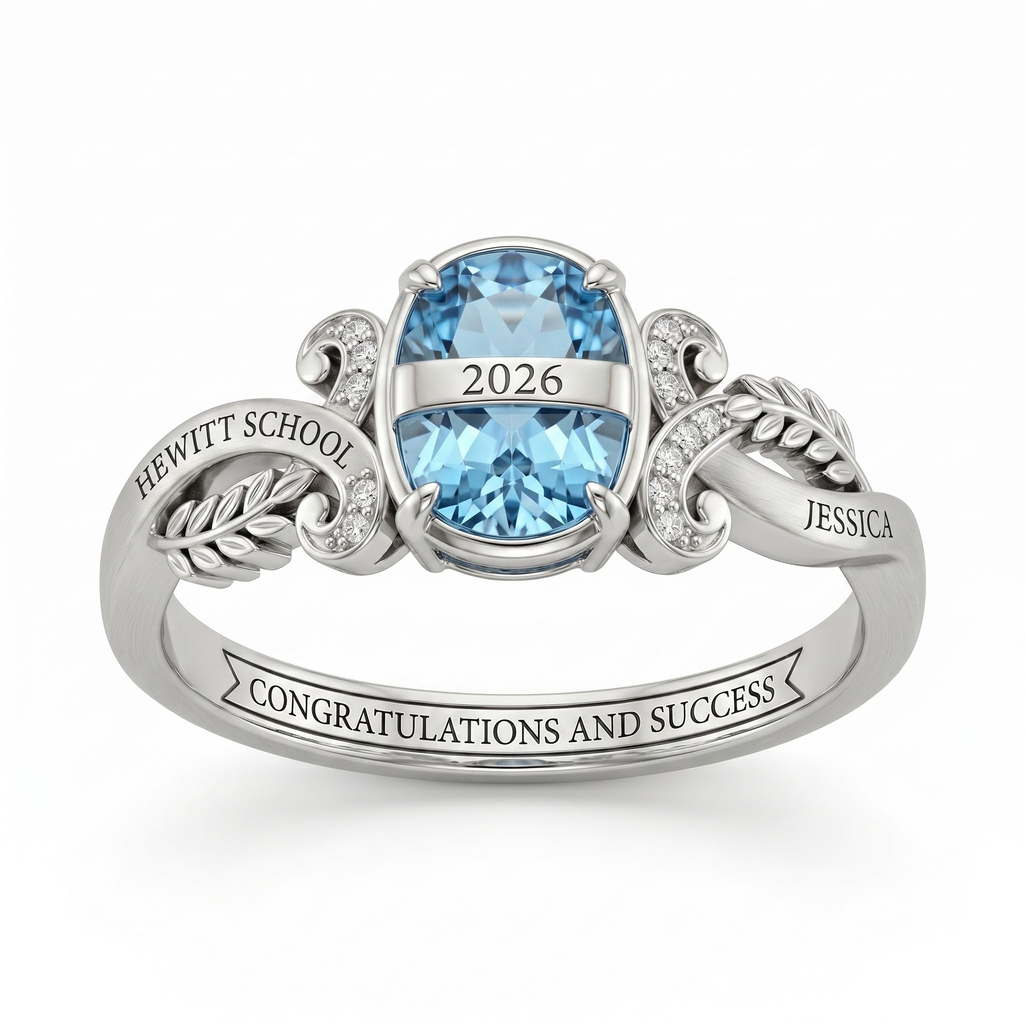 ONEFINITY Custom Class Ring 925 Sterling Silver 2026 Graduation Ring with Birthstones Personalized Name High School College Class Rings Jewelry Gifts for Students and Teachers