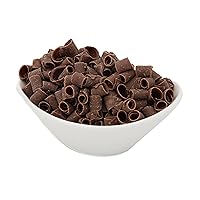 Vista 1 de OliveNation - Rizos decorativos de chocolate con leche, rizos de chocolate con leche para cubrir, decoración comestible, 1 libra