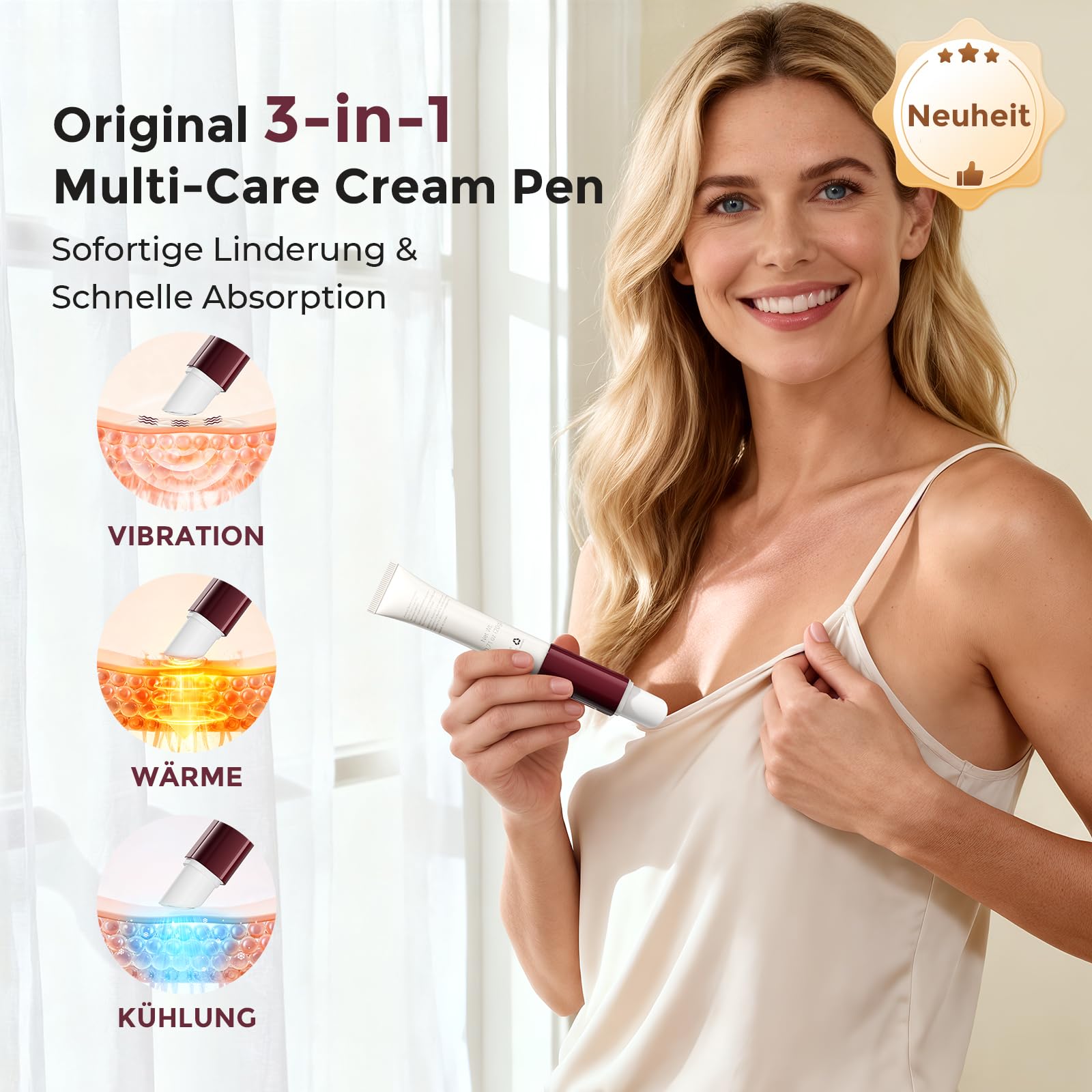 Momcozy ComfortNip Brustwarzensalbe Stillen, 3-in-1 Wärme-/Kühl-/Vibrations-Brustwarzensalbe-Stift | Berührungsfreier Kopf aus 316er Stahl, pflanzliche Stillcreme, wiederaufladbares, tragbares