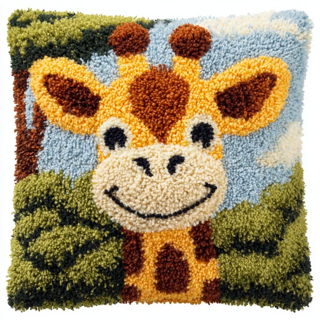 WallustrioaW Latch Hook Cushion Kit for Adults,Animal Giraffe