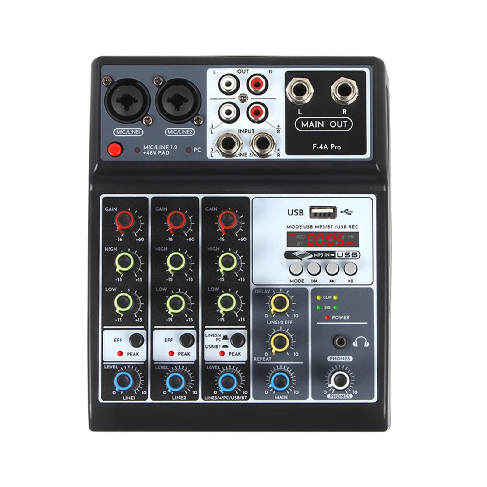 Console De Mixage Audio 4 Canaux Avec Effet Écho Et Retard Numérique