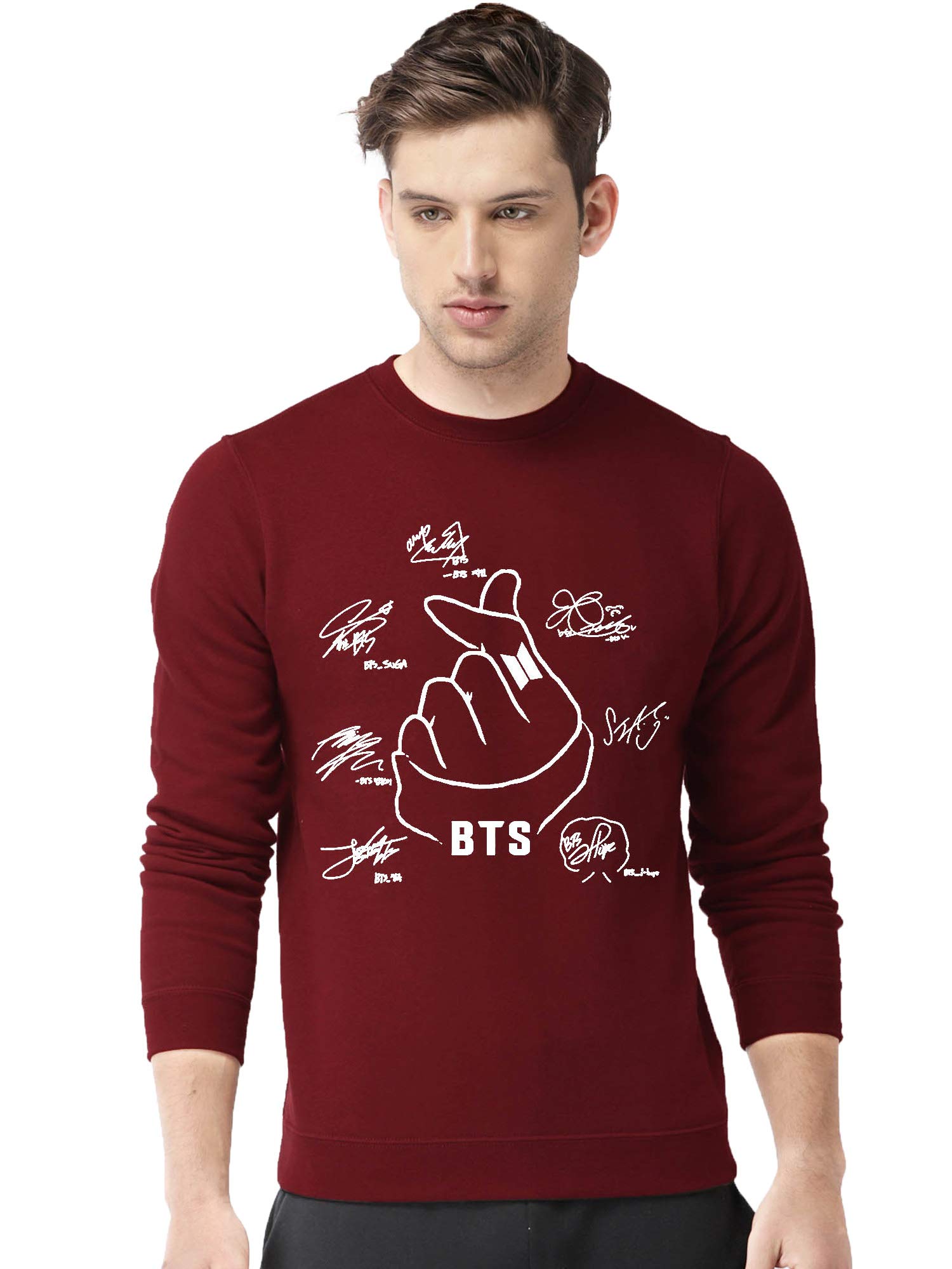 bluehaaat Men's BTS K POP Graphics Printed Cotton Sweatshirt