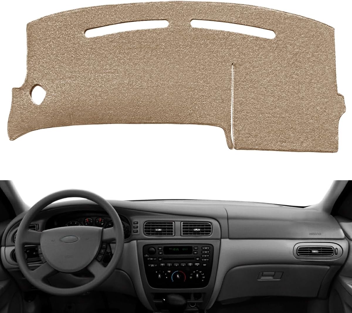 Dash Cover Mat Custom Fit for Ford Taurus/Mercury Sable Without Sensor Cutout,Dashboard Pad Cap Carpet Protector K221 (Beige)