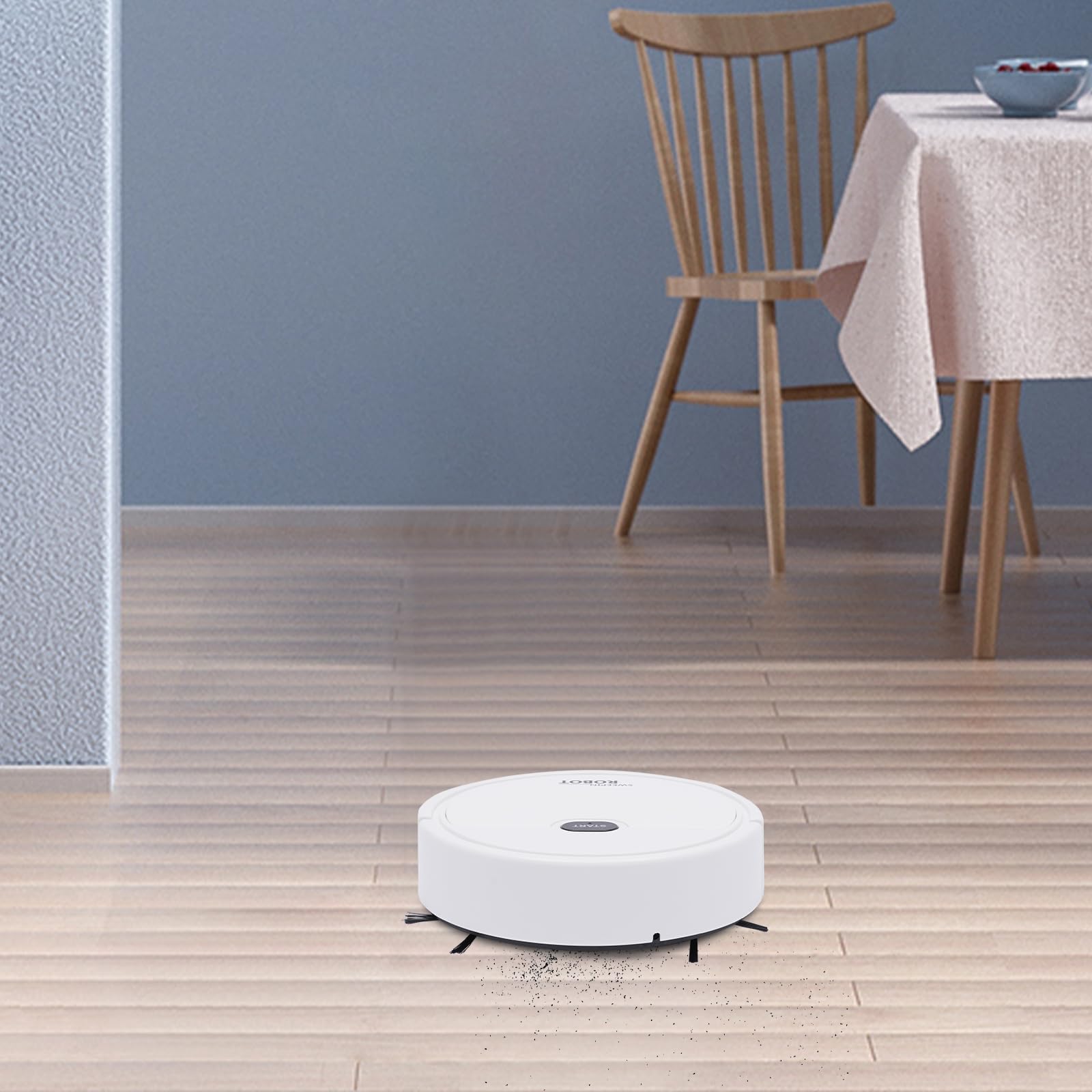 Robot odkurzający z funkcją wycierania, stacja ssąca, 500 Pa, idealny do czyszczenia sierści zwierząt, dywanów, twardych podłóg, trzy funkcje czyszczenia, odkurzania i wycierania