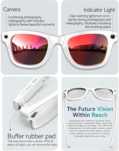 Miniatura 5 de Lentes inteligentes AI con cámara 4K, gafas de cámara HD de 8 MP, 1080P de grabación de audio y video, gafas Bluetooth, asistente de voz, traducción