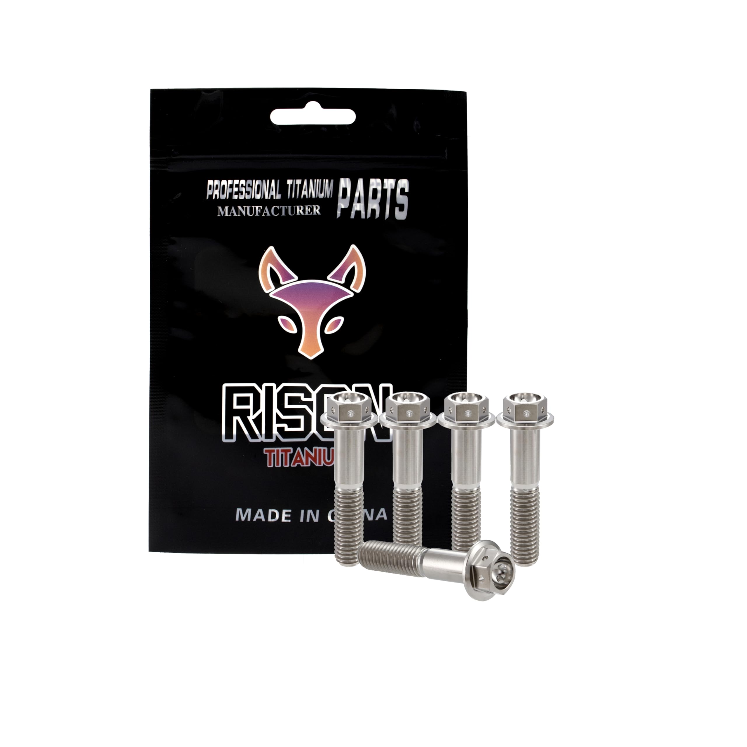 RISON-Titanium Tornillos de Brida de Titanio M10x1.25x30mm, 5 Piezas Tornillos de Cabeza Hexagonal con Reborde, Tornillos de Máquina Cabeza Allen, Accesorios de Modificación para Motocicleta, Bici