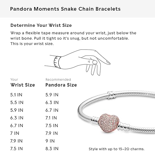 Miniatura 9 de Pandora Moments - Pulsera de cadena de serpiente con cierre de corazón brillante