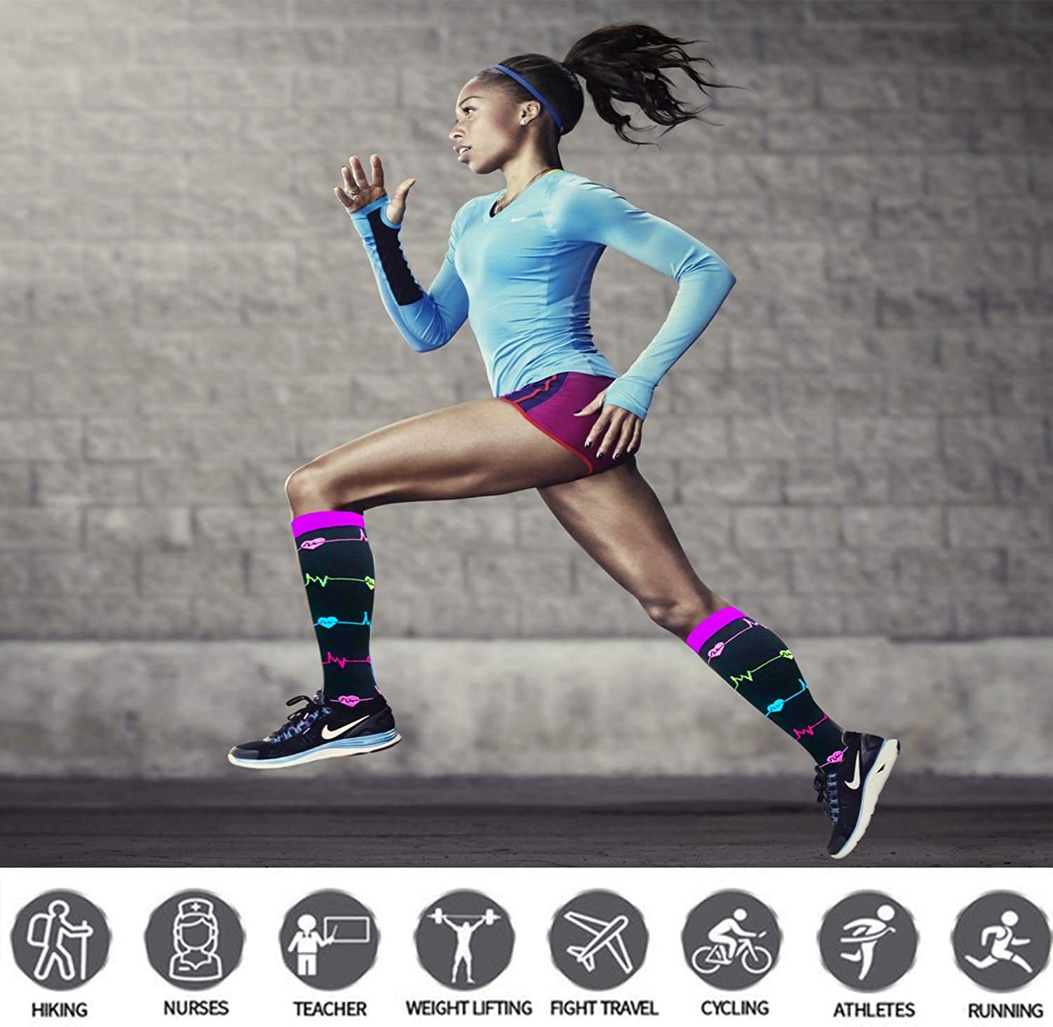 ACTINPUT Bas de Contention Femme et Homme，4 Paires Chaussettes de Compression pour Sportive, Cyclisme, Voyage en Avion, Course à pied, de Grossesse，de Vol et de Voyage