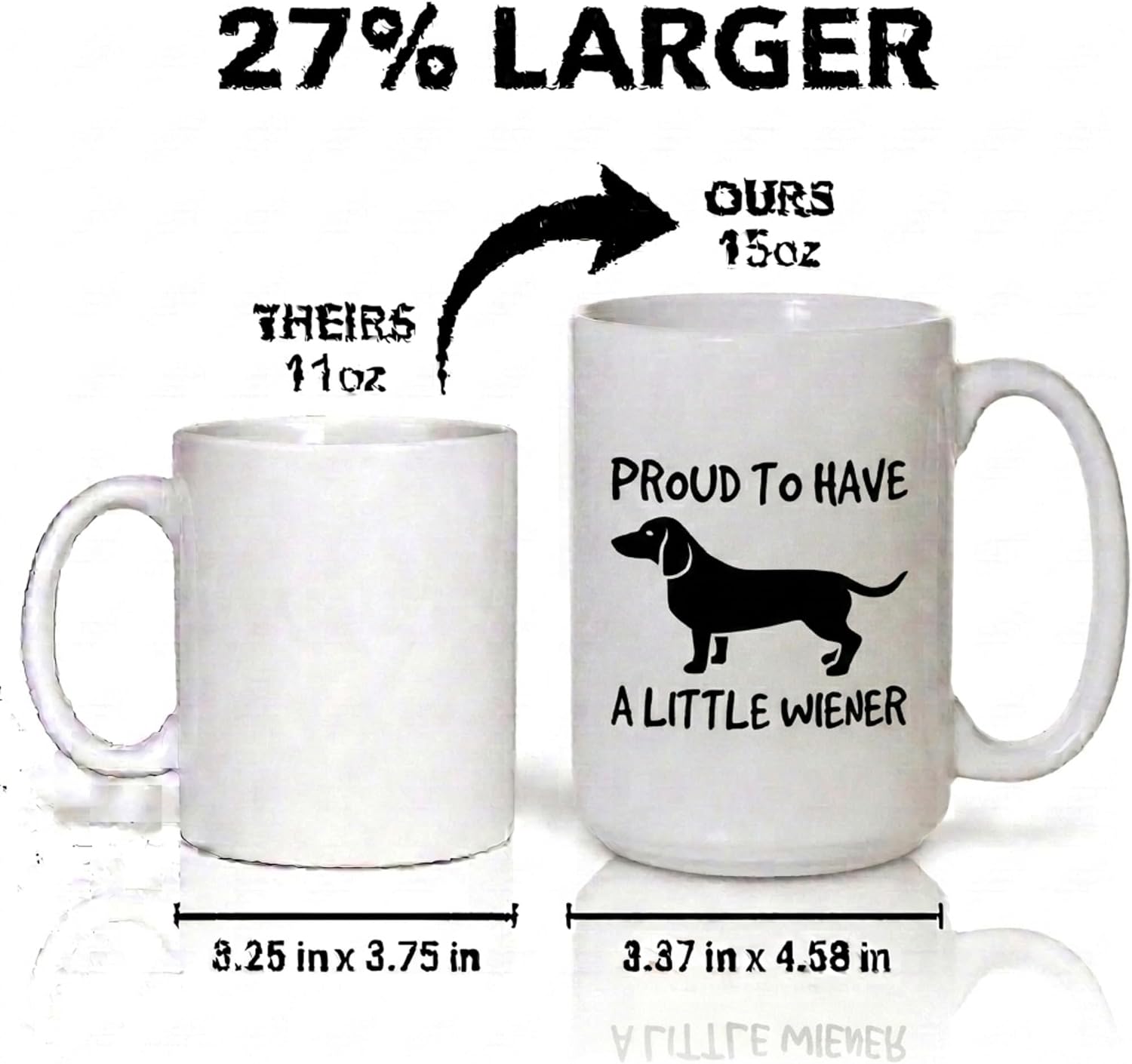 Artisan Owl Proud to Have a Little Wiener Mug - 15 oz Large Ceramic Funny Dachshund Dog Tea & Coffee Cup for Mom and Dad image 2