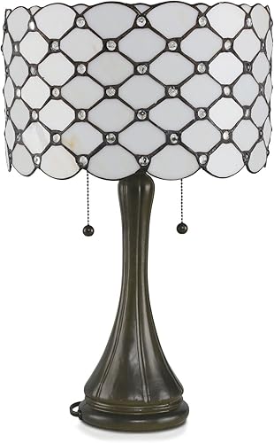 Miniatura 5 de Serena D'italia Lámpara de mesa estilo Tiffany contemporánea, lámpara de cristal de colores con patrón de diamante con joyas, lámpara de pie con