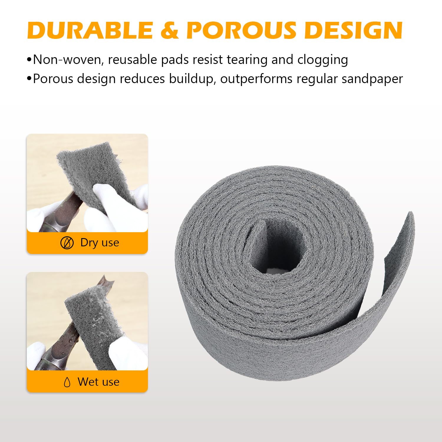 Gray Ultra Fine Scuff Pads, Scuffing, Scouring Pad, Sanding, Paint Primer Prep Scratch - Surface Preparation Pad Car Auto Body Woodworking 7448-Premium, 5 Inches*15 Feet
