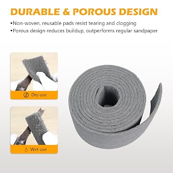 Gray Ultra Fine Scuff Pads, Scuffing, Scouring Pad, Sanding, Paint Primer Prep Scratch - Surface Preparation Pad Car Auto Body Woodworking 7448-Premium, 5 Inches*15 Feet